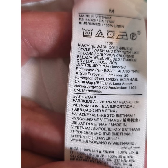 GAP Boyfriend Shirt 100% Linen White Long Sleeve Button Down 875983-03 Medium - Picture 7 of 10